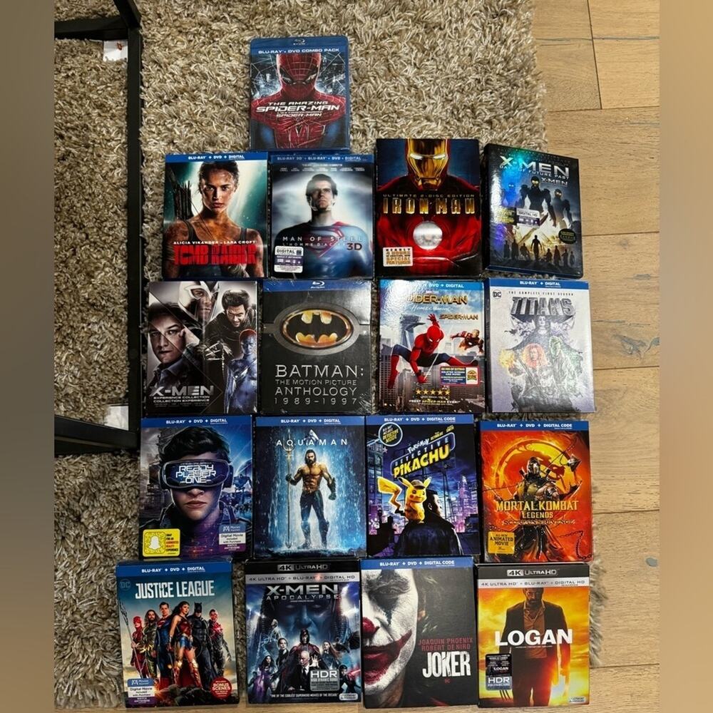Marvel DC superhero collection, DVD and Blu-ray mixed Spider-Man Iron Man X-Men